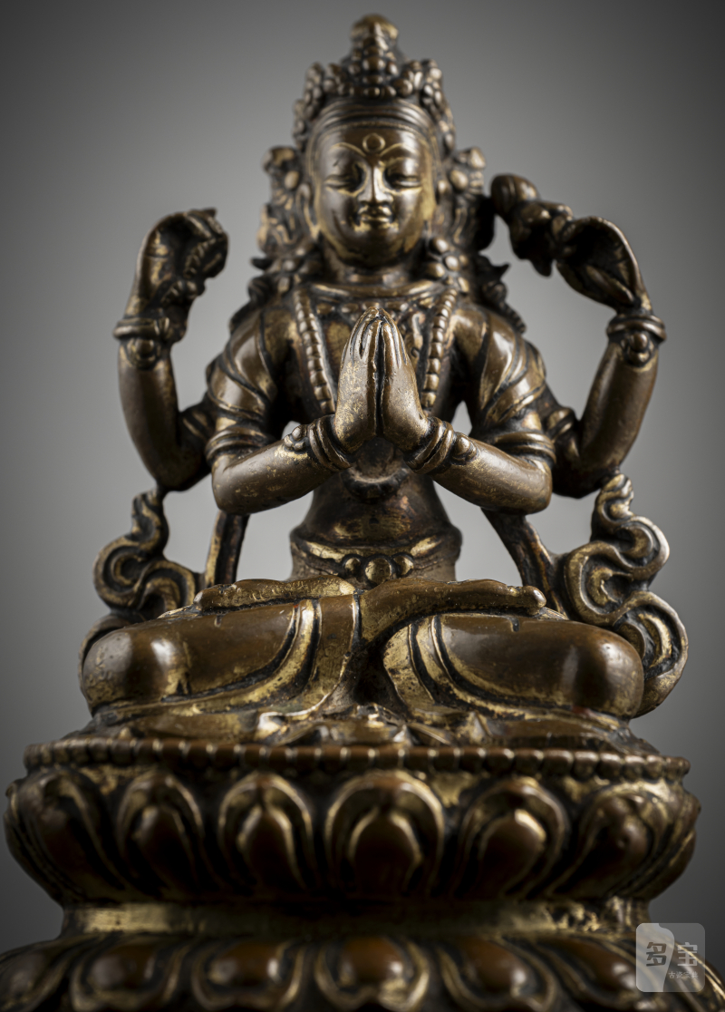 A gilt-bronze figure of Shadaksharilokeshvara - 图3